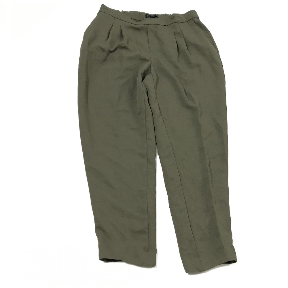 Noir Women's Capri Pants Pleated Front Olive Sz L
